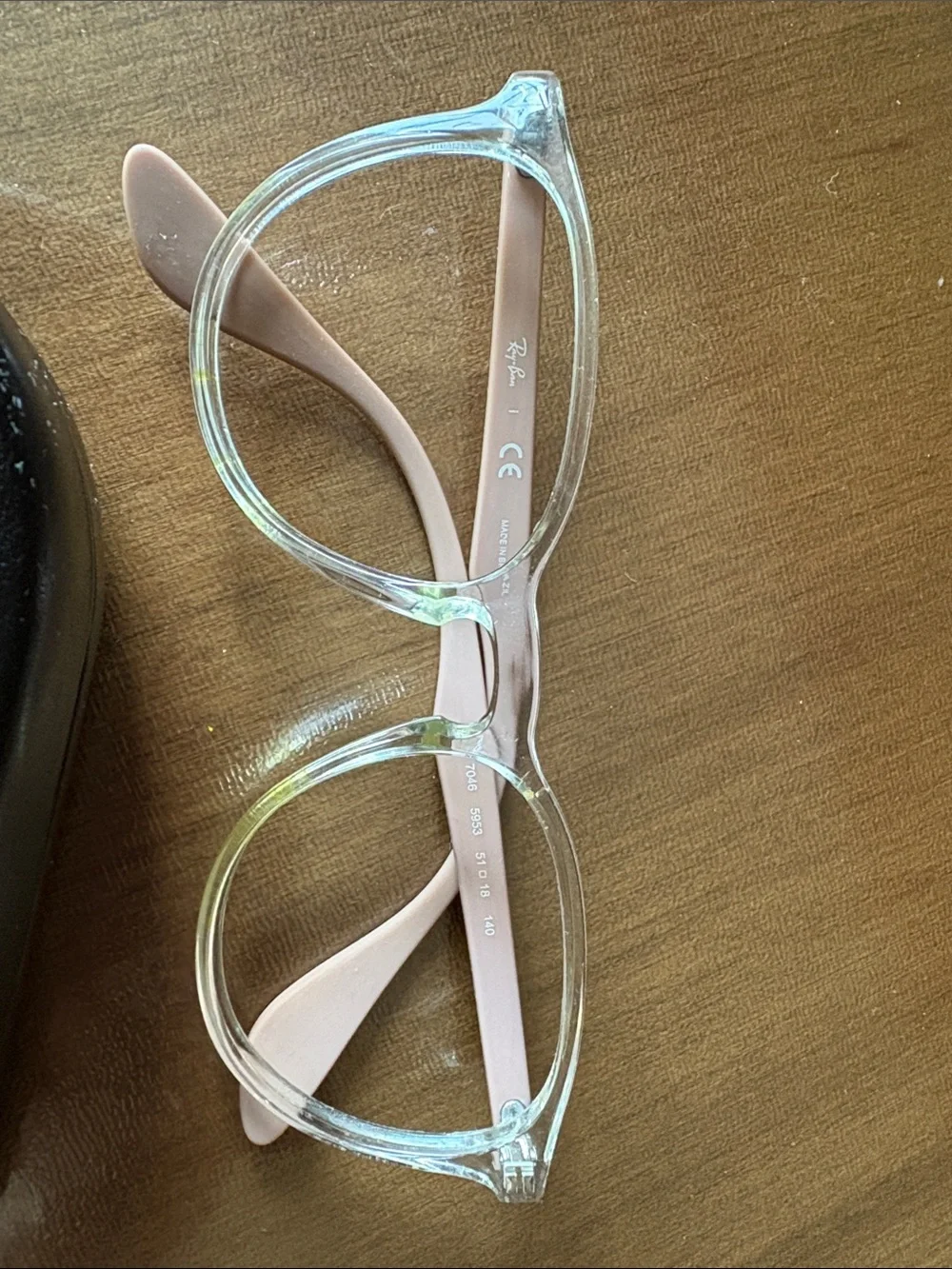 Ray-Ban Kids Clear Frame with Light Pink Temples Sunglasses